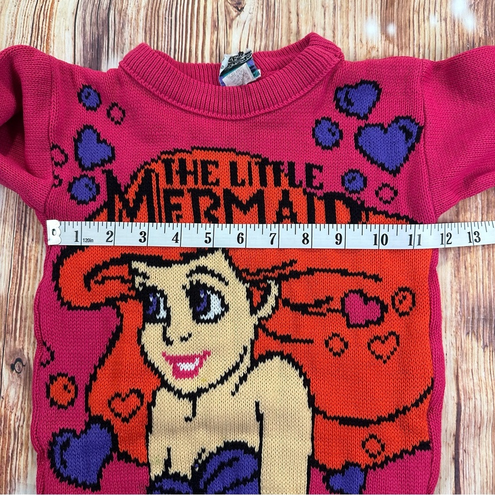 Vintage Disney Little Mermaid Girls Knit Cartoon Movie Sweater Size Small 4/5 - Picture 8 of 13